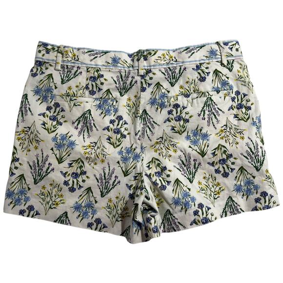 LOFT Riviera Floral Shorts Size 8 Lavender Yellow Cotton Blend - Picture 2 of 6